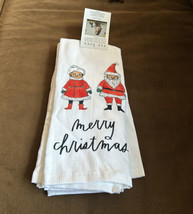 Rae Dunn Merry Christmas  Mr &amp; Mrs Claus Kitchen Towels Set of 2 Cotton - £17.30 GBP