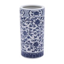 Blue &amp; White Twisted Lotus Umbrella Stand Vase - £258.77 GBP