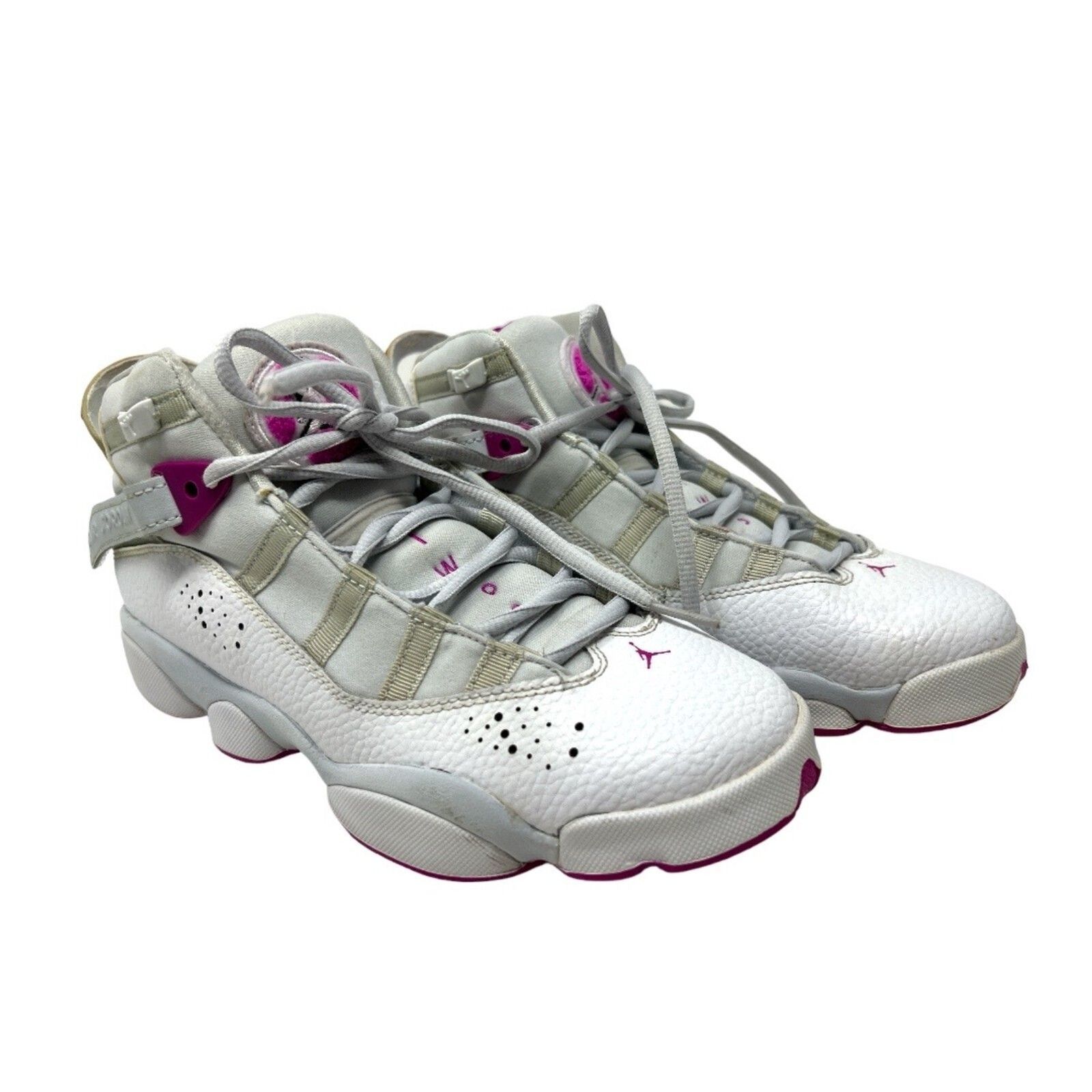 Primary image for NIke Jordan Air 6 rings sneakers 7 youth GS Platinum Fuchsia Basketball shoes