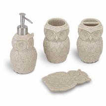 Owl Resin Sandstone Bathroom Accessory Set Beige - $1,542.22 MXN