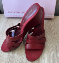 Bandolino Red Lauralee Wedge Sandle Pre-Owned Women&#39;s Sz 7.5 - £21.18 GBP