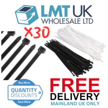 30 Pack Nylon Cable Zip Ties High Quality Strong Small Thin Long Thick BULK BUY - £1.94 GBP+