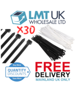 30 Pack Nylon Cable Zip Ties High Quality Strong Small Thin Long Thick B... - £1.95 GBP+
