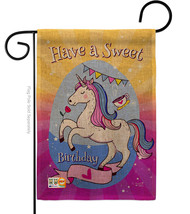 Unicorn Sweet Birthday Burlap - Impressions Decorative Garden Flag G135164-DB - £18.35 GBP