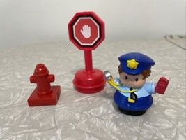 Fisher Price Little People Police Person W/ Stop Sign And Hydrant Bonus. 2004 - $12.59