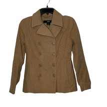 Gap Womens Pea Coat Size XS Tan Velour Womens Button Up 100% Cotton Lined - $29.69