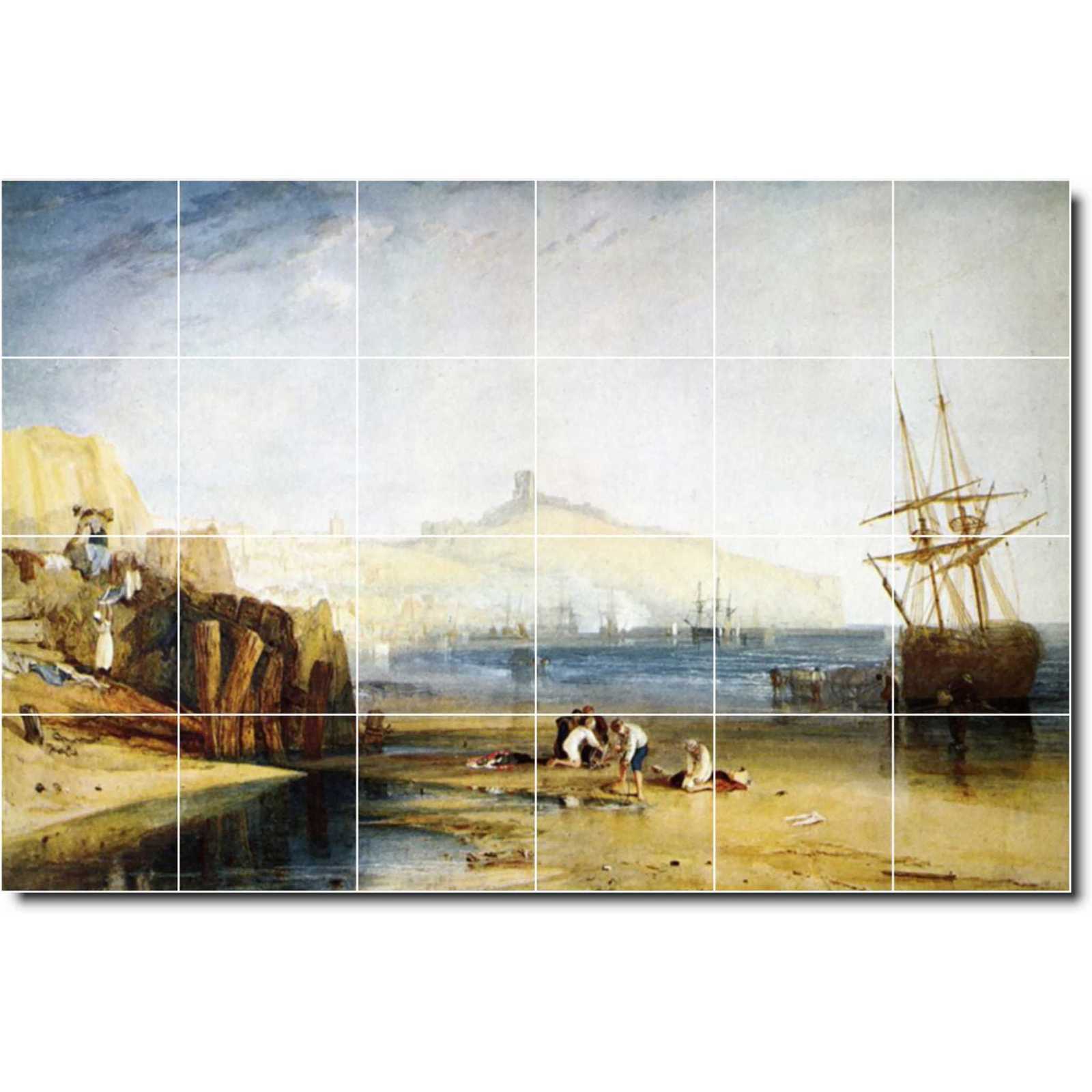 Turner joseph scarborough town and castle morning boys catching crabs
