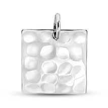 Chic Hammered Textured Square .925 Sterling Silver Pendant - £12.50 GBP