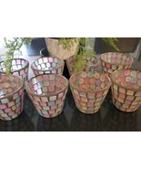 Mosaic Glass Votive Candle Holder Set Of 8 Pink  PAstel.  - $532.97 MXN