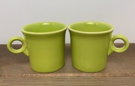 Set Of 2 HLC Fiesta Green Mugs Tom and Jerry Lemongrass Chartreuse Made ... - $24.70