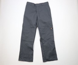 Vintage Dickies Mens 34x32 Faded Spell Out Loose Fit Double Knee Work Pants Gray - £47.03 GBP