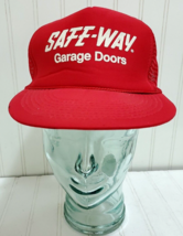 Vtg Red SAFE-WAY GARAGE DOORS Snapback Hat Advertising Cap Adjustable Tr... - £30.06 GBP
