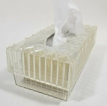 2 Pc Clear Acrylic Lucite Tissue Box Holder Cover Vintage Floral Diamond MCM - £15.18 GBP