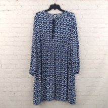 Old Navy Dress Womens XXL Blue Geometric Rayon Tassel Boho Patio Peasant... - $24.99