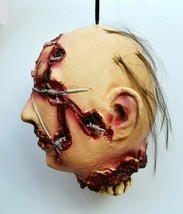 Life Size Halloween Props Scary Barbed Wired Hanging Severed Head - £22.09 GBP