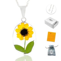 Sunflower Necklace in Sterling Silver Fine Mexican Jewelry for Woman Accesory wi - £43.83 GBP