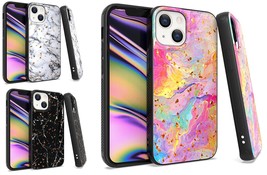 Tempered Glass / Marble Flake Case Phone Cover For Apple iPhone 14 6.1 &quot; A2882 - £7.08 GBP+