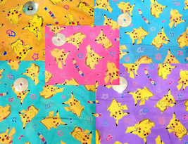LOT 1 set 5pcs fat quarters PokemonPikachuFamily Quilting Fabric NEW - £23.74 GBP