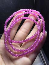 Natural Pink Tourmaline Crystal Clear Round Beads Bracelet Red Beads For Women M - £39.81 GBP