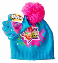 Shopkins Strawberry Kiss &amp; Lippy Knit Winter Hat &amp; Gloves Set w/ Pom-Pom Nwt - £11.08 GBP