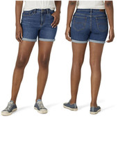 Lee Women&#39;s Midrise Regular Fit Cuffed Denim Jean Shorts Blue Size 22 - £13.10 GBP