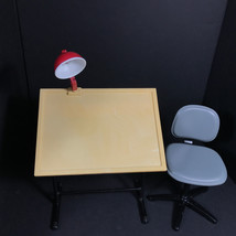 Drafting Artist Table Red Lamp Swivel Desk Chair toy American girl doll size - £57.94 GBP