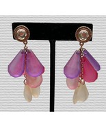 Cotton Candy Teardrop Earrings Vintage Pastel Petal Purple Pink Retro 80... - £10.18 GBP