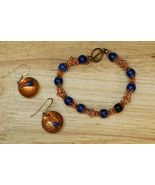 Frilli Jewelry Italy Lapis Onyx Bead Copper Wirework Filigree Bracelet E... - $34.64