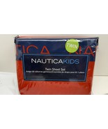NEW NAUTICA KIDS COLORBLOCK RED+NAVY BLUE CUFF BED SHEET SET  100% POLYE... - $728.01 MXN