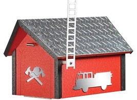 Firefighter Mailbox Diamond Plate First Responder Fire Engine Red Poly Amish Usa - £265.38 GBP