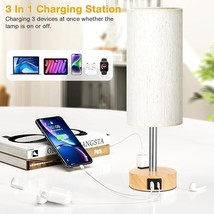 Touch Bedside Table Lamps Set - 3 Way Dimmable Bedroom Lamps with USB C - $28.60