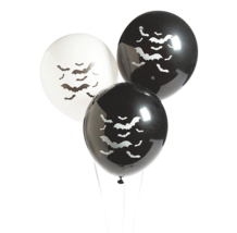 NEW Halloween Bats Latex Party Balloons 11 in. black &amp; white 48 count bat design - £6.39 GBP