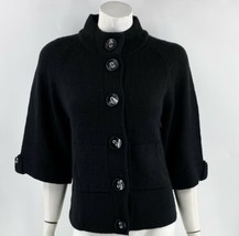 Dressbarn Cardigan Sweater Size Medium Black Wide Sleeve Oversize Button... - $23.76