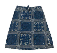 My Michelle Skirt Womens Medium Blue Floral Summer Stretch &amp; Tie - $30.71