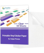 Clear Printable Vinyl Sticker Paper For Inkjet Printer, 50 Sheets Transp... - £35.33 GBP
