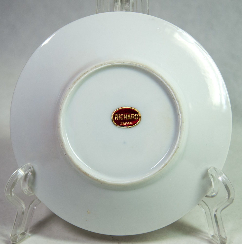 Richard Japan Floral Demitasse Saucer 4-3/8" Red Paper Label Item image 2