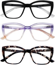 Reading Glasses for Women, 3 pack Fashion Oversized Readers for Women (1.5x) - £12.90 GBP