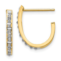 14k Diamond Fascination Post J Hoop Earrings DF144 - $176.90