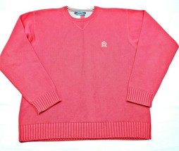 Vintage Tommy Hilfiger Men&#39;s XL Crew Neck Heavy Knit Sweater Red w/Crest - £3.18 GBP