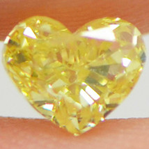 Heart Shape Diamond Fancy Yellow Color Loose 0.71 Carat SI1 Natural Enhanced - £611.50 GBP