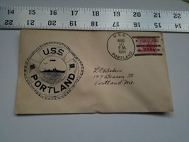 Postal Cover Envelope 1934 Postmark USS Portland ME Ship Ring Buoy Home Treasure - £7.48 GBP