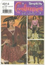 Simplicity 4914 Pirate Costume Cosplay Pattern Misses Size  6 8 10 12 Uncut - £9.37 GBP