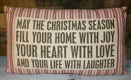 Lg Red Christmas Pillow May Christmas Season Fill Your Home w/ Joy Love Laughter - £33.13 GBP