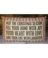 Lg Red Christmas Pillow May Christmas Season Fill Your Home w/ Joy Love ... - £32.84 GBP