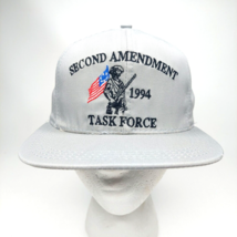 NRA Second Amendment Task Force 1994 Gray Strap Back Hat Made in USA Flag - £15.07 GBP