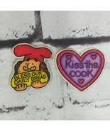 Vintage Refrigerator Fridge Magnets Lot of 2 Kiss the Cook Daily Bread   - £15.54 GBP