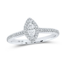 10kt White Gold Marquise Diamond Halo Bridal Wedding Engagement Ring 1/3 Cttw - £700.04 GBP