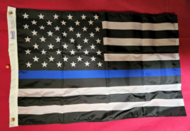 Thin Blue Line Flag American Made 2x3 ft NYL-GLO by Annin USA made US #3915 - £21.62 GBP