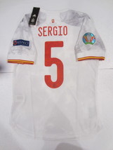 Sergio Busquets Spain 20/21 Euro Match Slim White Away Soccer Jersey 2020-2021 - £71.18 GBP