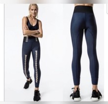 Jonathan Simkhai Carbon 38 Womens Leggings Size Medium Blue Lace Up High Waisted - £31.32 GBP